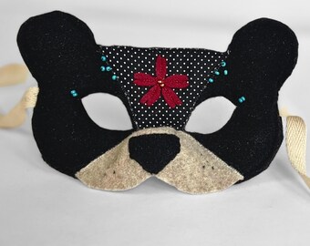 Enchanted Black Bear: children’s felt mask, dress-up, costume, handmade, heirloom gift, pretend, play, bear, forest creature, woodland,decor