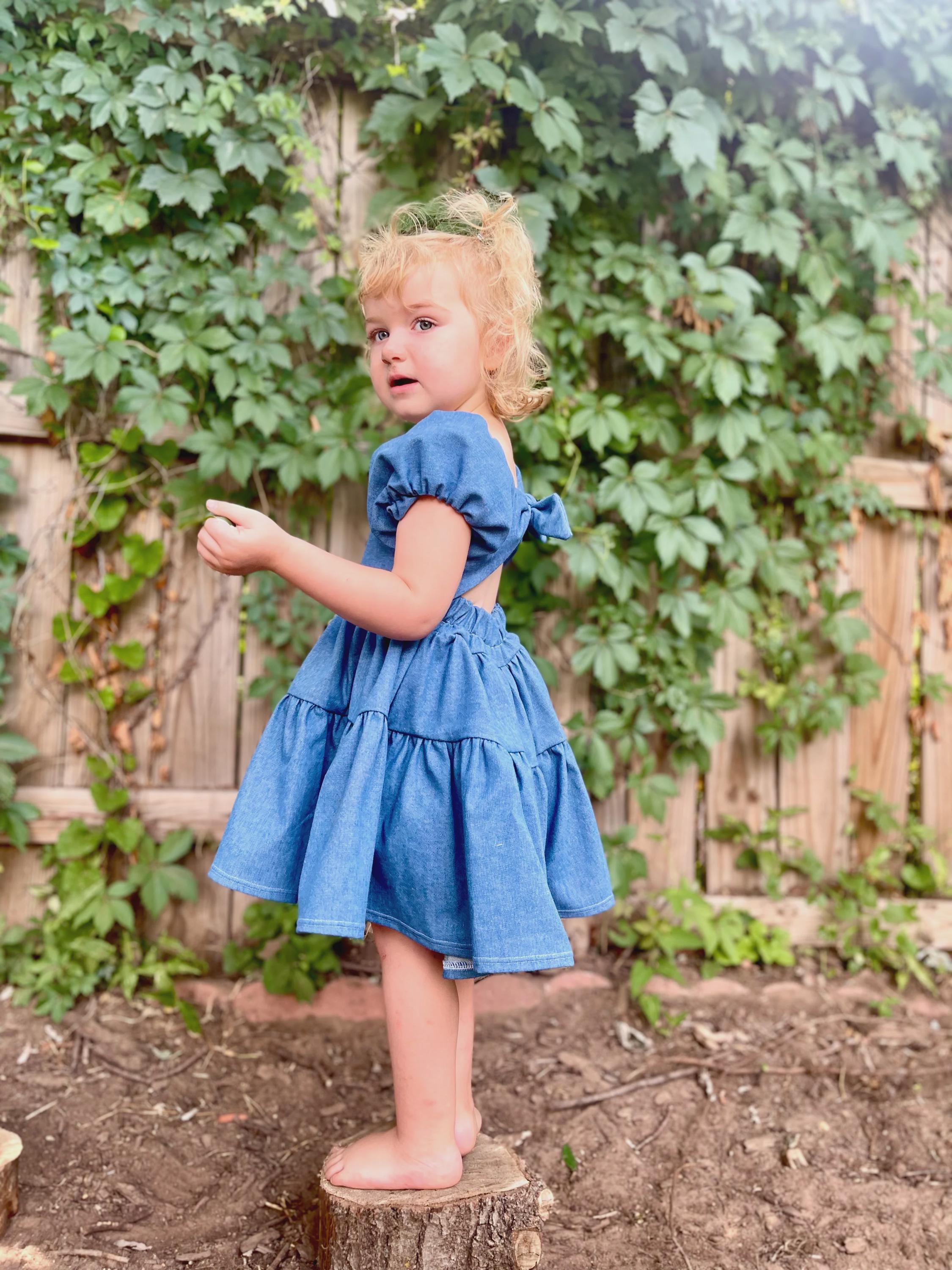 Denim Dress Toddler Summer Dresses Sale Floral Denim Dress: Girls Vintage  Tiered Cotton Chambray