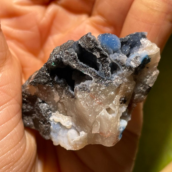 Shattuckite bleue, Mesopotamia Copper Valley, Kunene, Namibie, Spécimen minéral africain