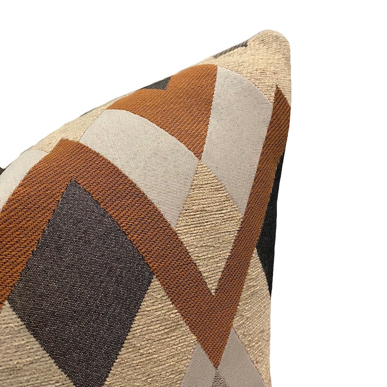 Diamond Print Custom Size Square Pillow Retro Chevron Beige Bronze Gray Pattern Throw Pillow Cover Cover Only 20x20 24x24 12x24 14x26