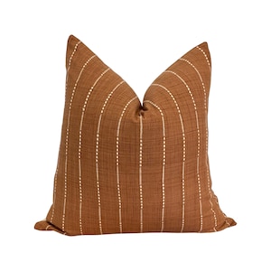 Terra Cotta and Cream Stripe Throw Pillow Cover, Cover Only