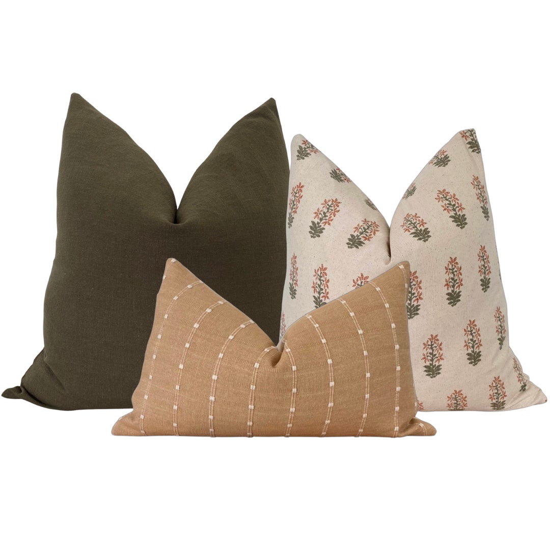 Olive Green, Rust, Cream Pillow Set Cover Only Etsy