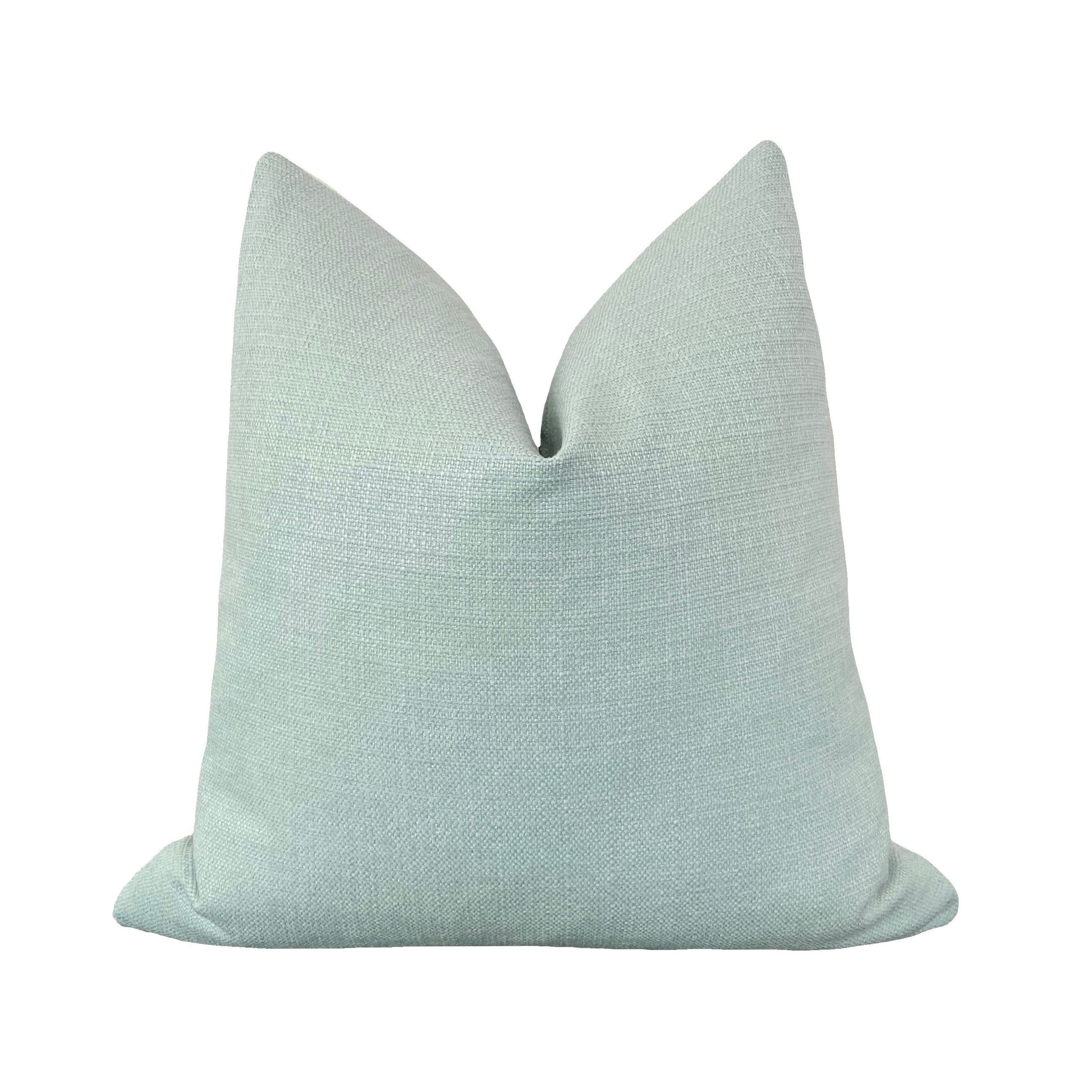 Solid Light Aqua Faux Linen Throw Pillow Cover Seaspray Soft Etsy