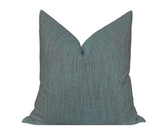 Indigo and Olive Textured Throw Pillow Cover, Cover Only