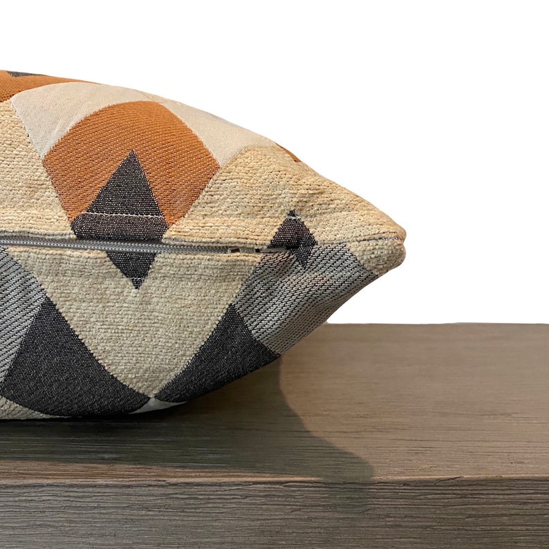Diamond Print Custom Size Square Pillow Retro Chevron Beige Bronze Gray Pattern Throw Pillow Cover Cover Only 20x20 24x24 12x24 14x26