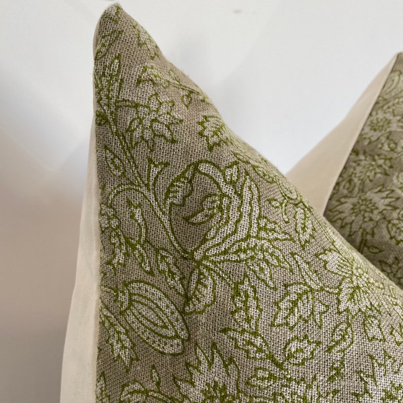 Light Green Floral Block Print Throw Pillow Cover Cover Only Etsy