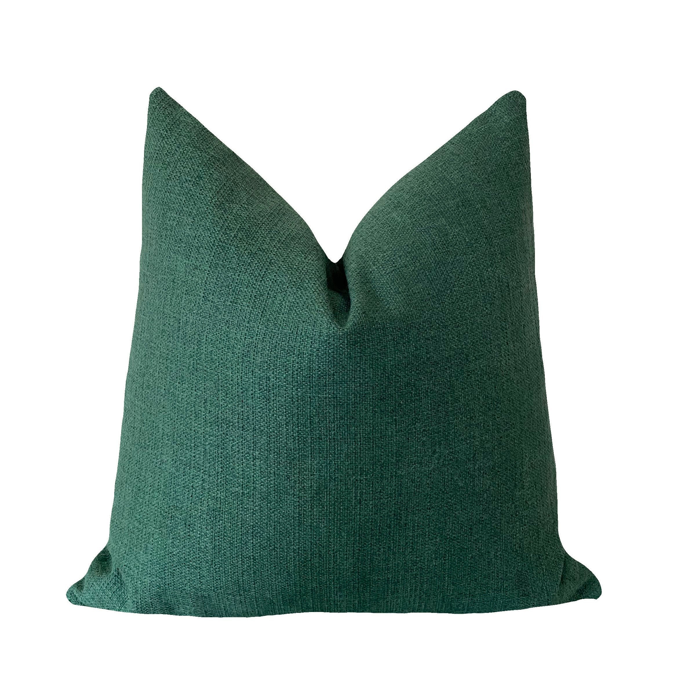 Solid Dark Forest Green Faux Linen Throw Pillow Cover Emerald Etsy