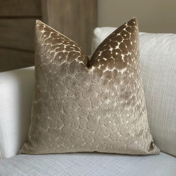 Neutral Taupe Leopard Print Throw Pillow Cover, Cover Only