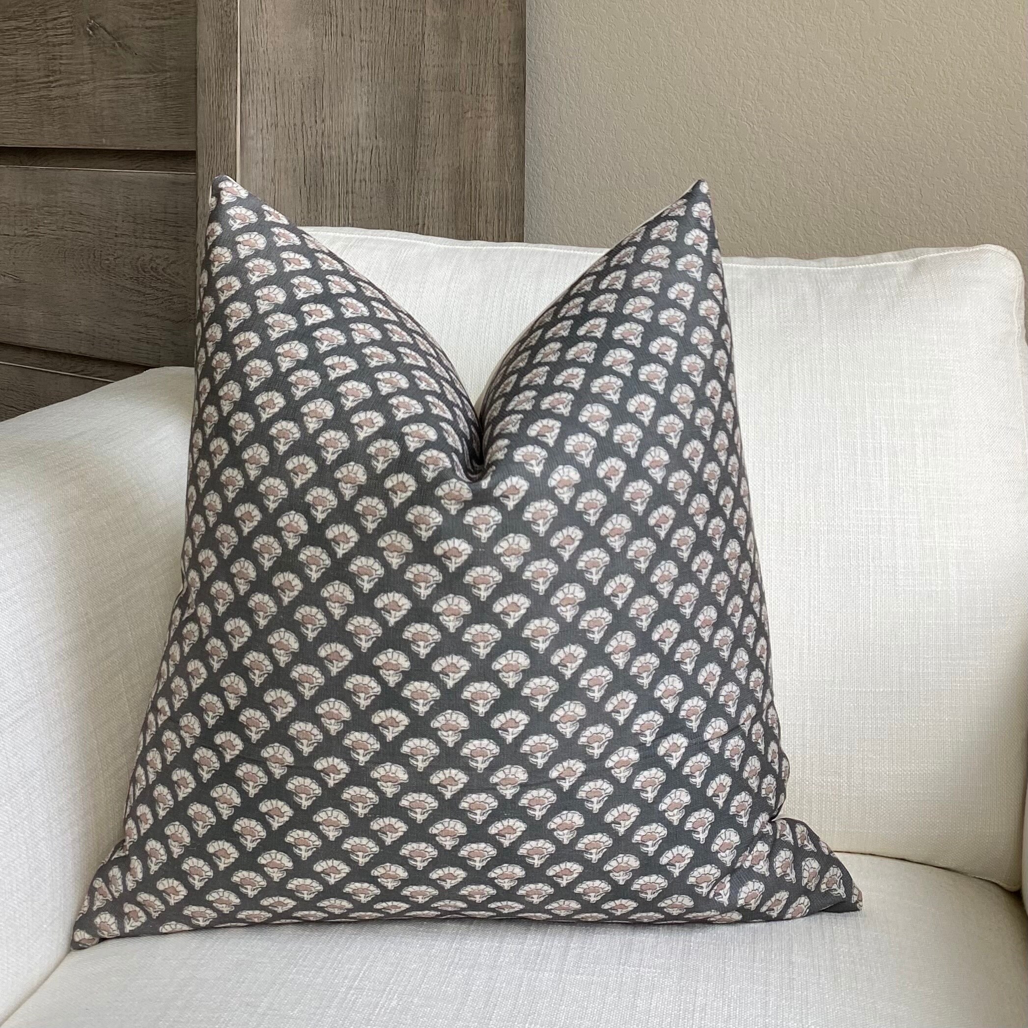 Neutral Floral Print Throw Pillow Cover, Cover Only, Double Sided