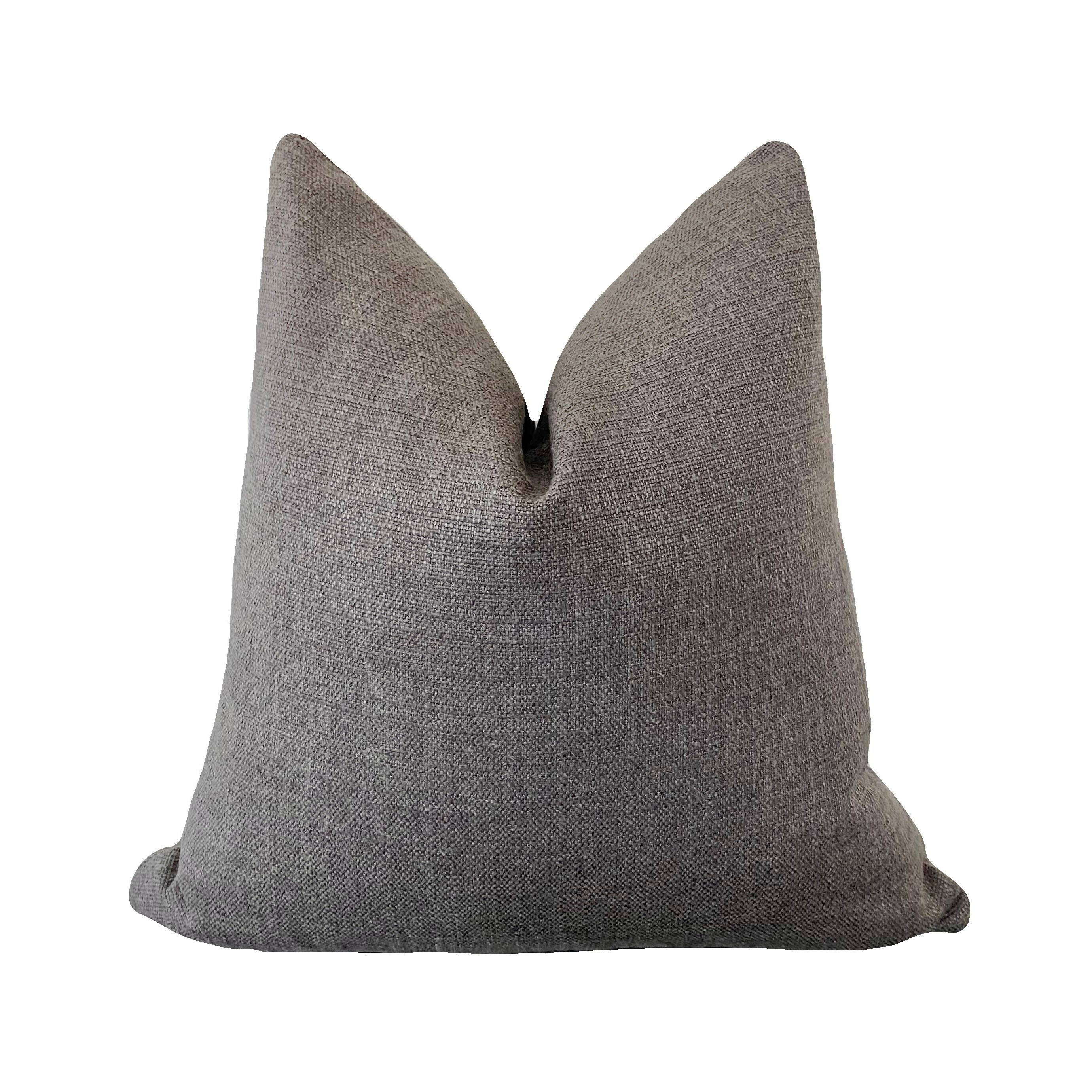 Solid Dark Taupe Faux Linen Throw Pillow Cover Grey Brown Etsy