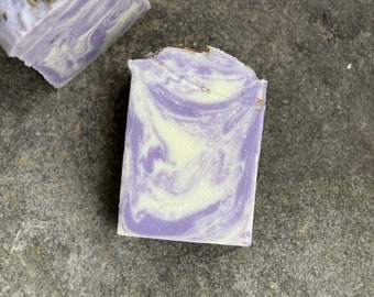 Lavender Bar Soap | Cold Process Soap | All Natural Soap | Lavender Essential Oil | Amethyst | Lavender Buds | Hemp Seed Oil | Shea Butter |