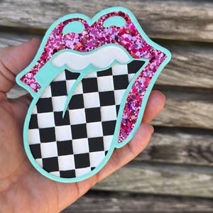 Checkered Tongue Mouth Car Freshie   | Car Freshie | Car Freshy | Air Freshener | Gift | Gllitter