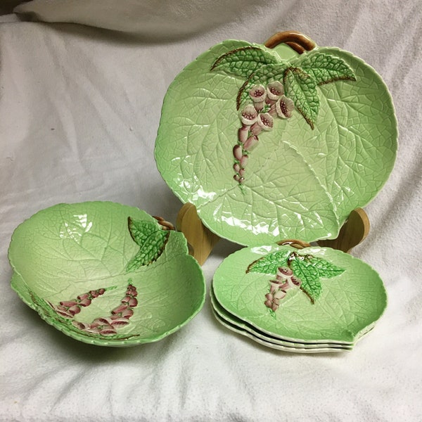 Vintage Carlton Ware Australian Foxglove Fuschia Bowls and Plates (5) Pieces