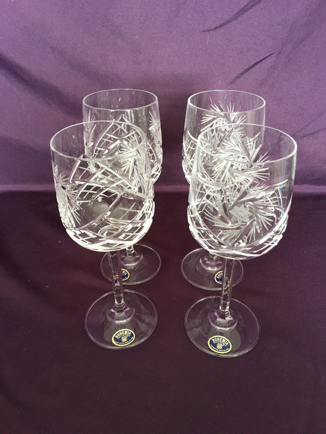 Vintage Bohemian Pinwheel Wine Glasses Czech Republic Lead Etsy Canada