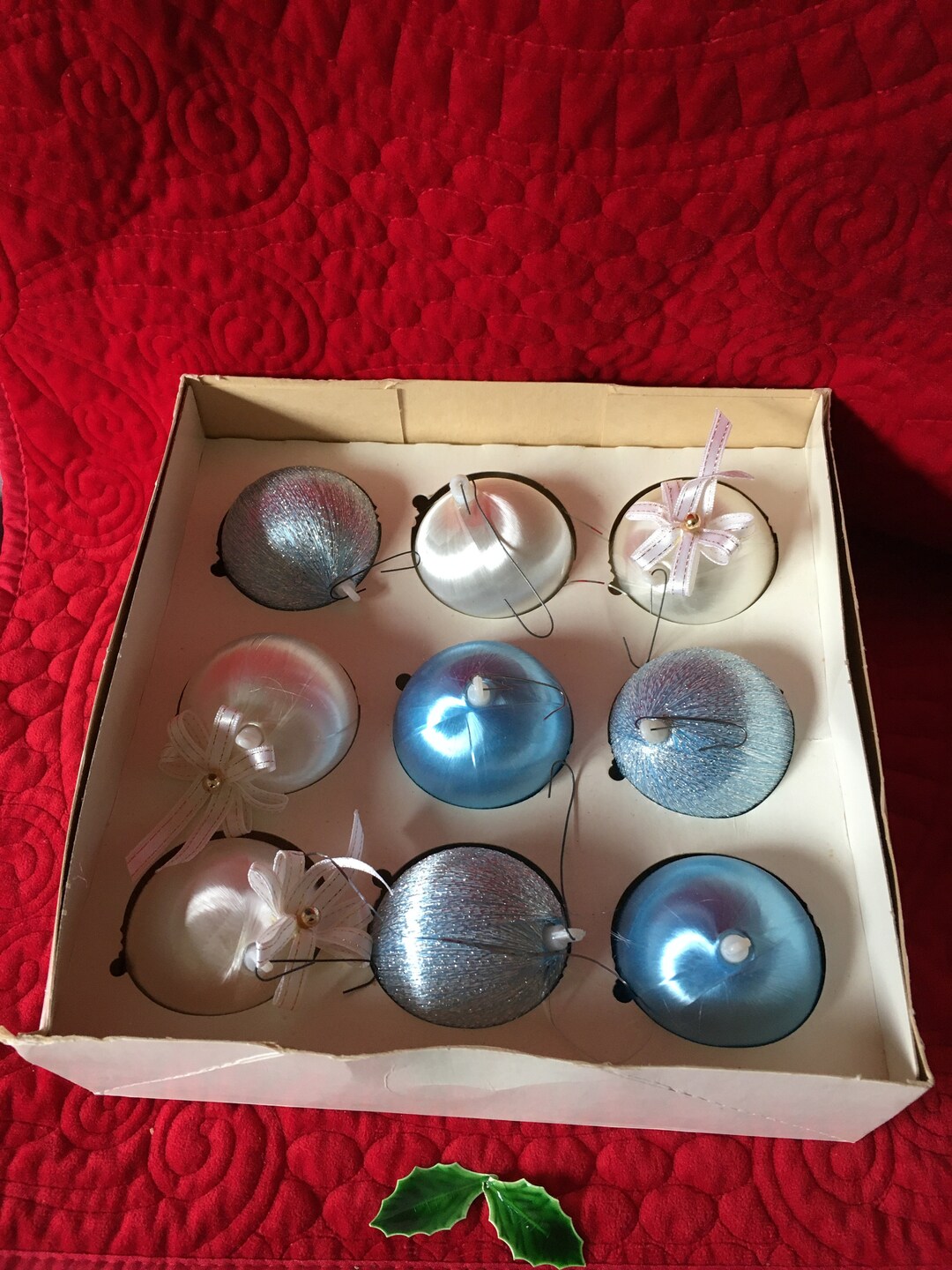 Vintage Blue Christmas Ornaments 9 Vintage Satin Alderbrook Etsy