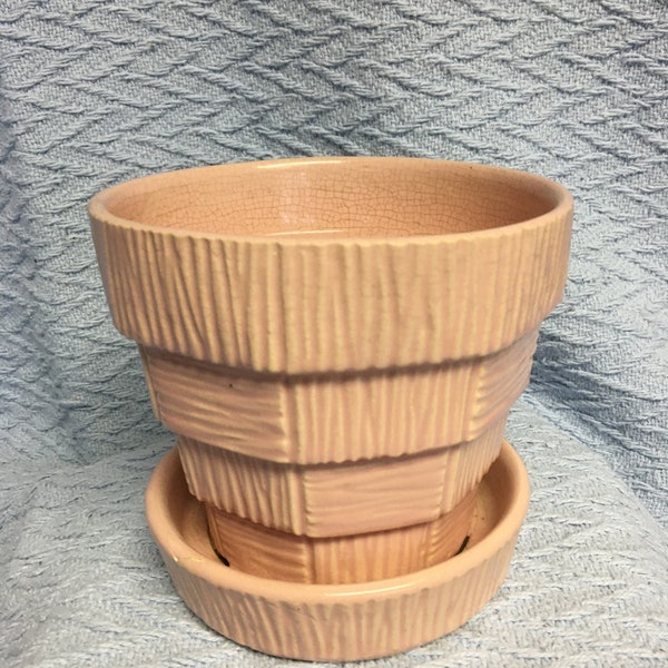 McCoy Pottery Planter McCoy Pink Basket Weave Planter McCoy Pot