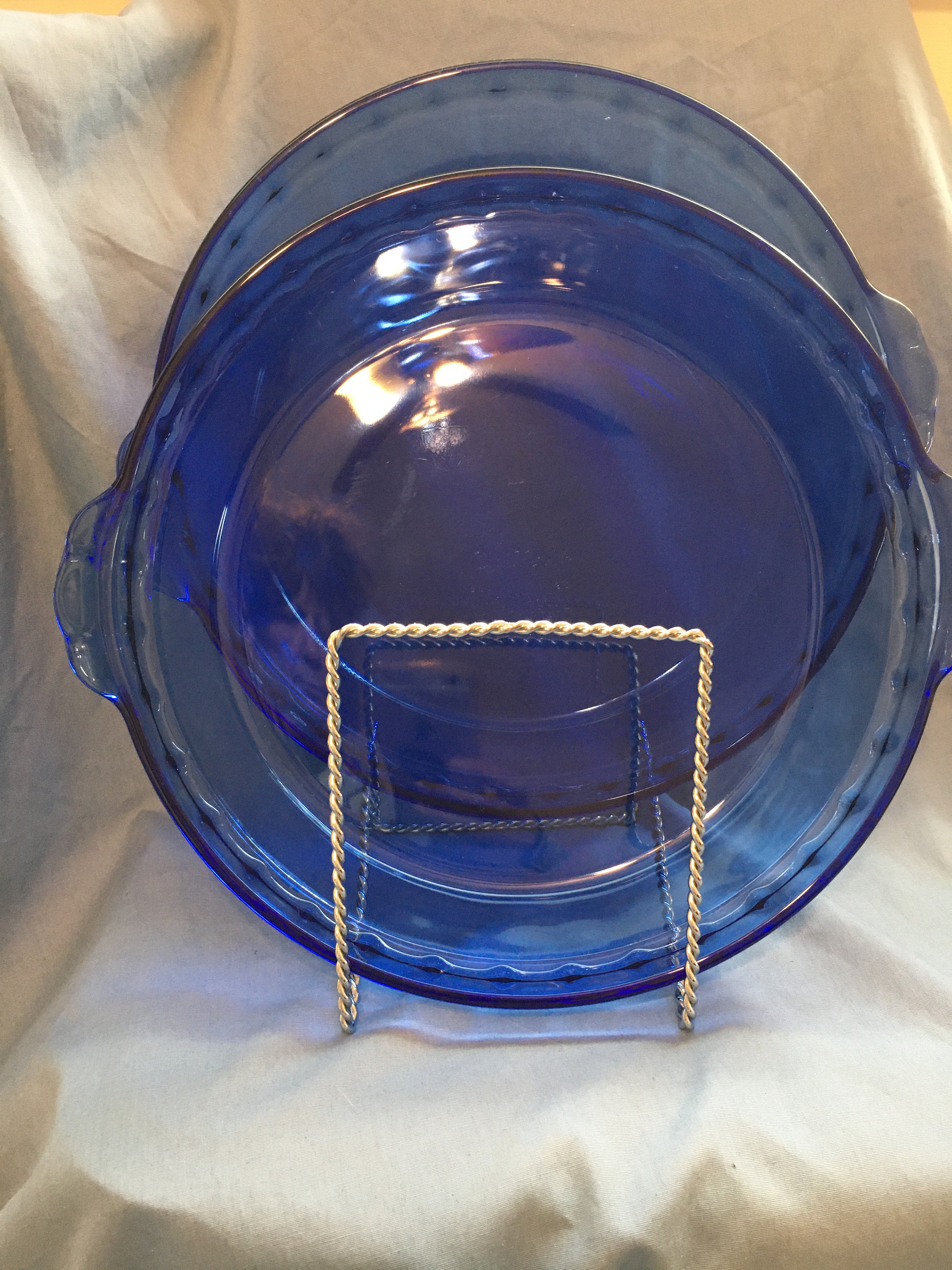 Food & Fermenting Pie Pans & Plates Vintage Cobalt Blue Glass Pie