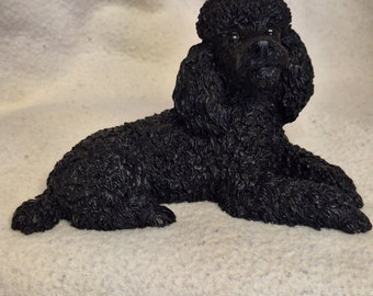 Vintage Sculpture, Vintage Poodle Figurine, Castagna Stone Vintage Standard Black Poodle Sculpture Italian Made by Castagna 1988