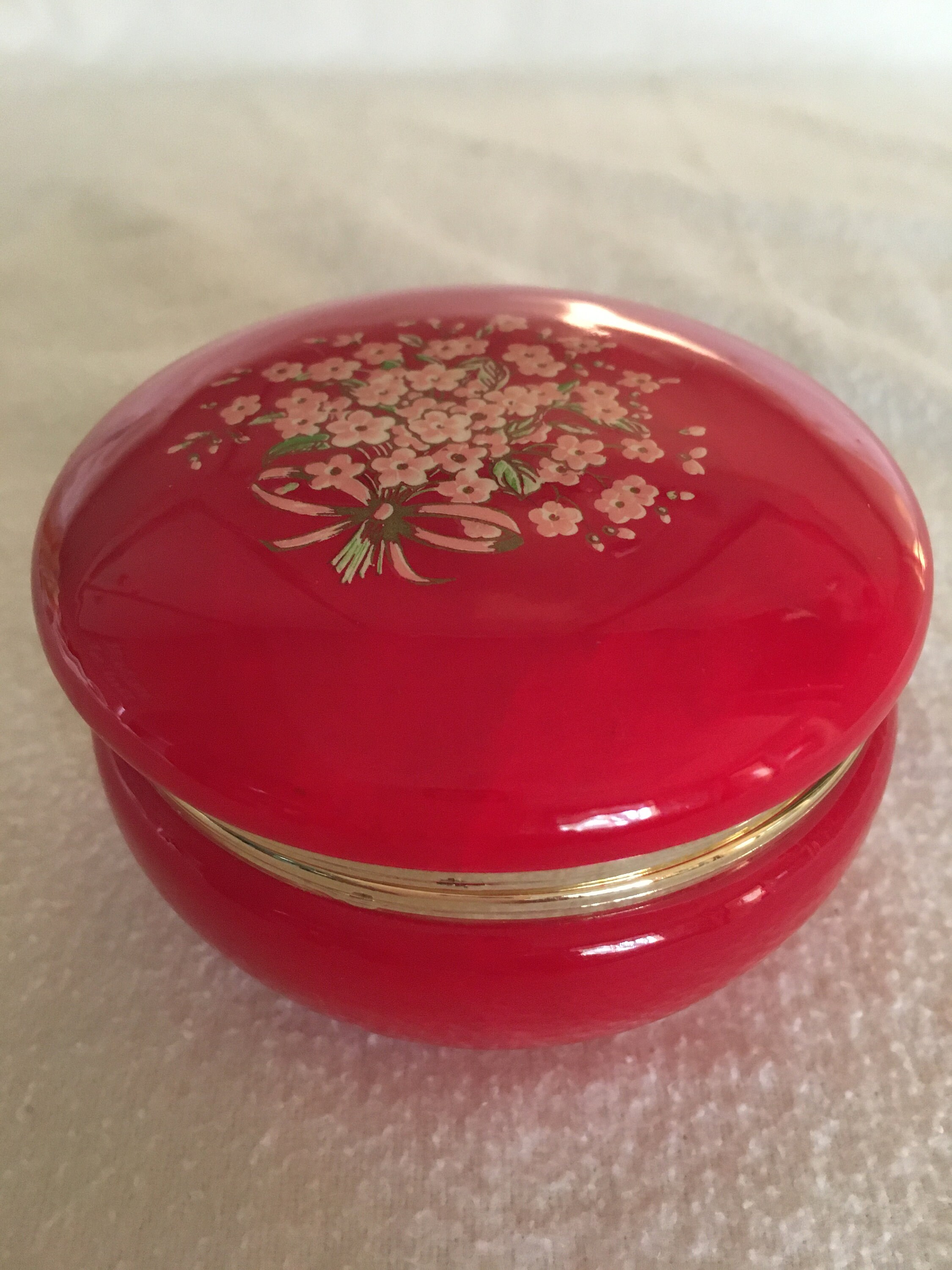 Vintage Genuine Alabaster Hand Carved Hinged Jewellery Box