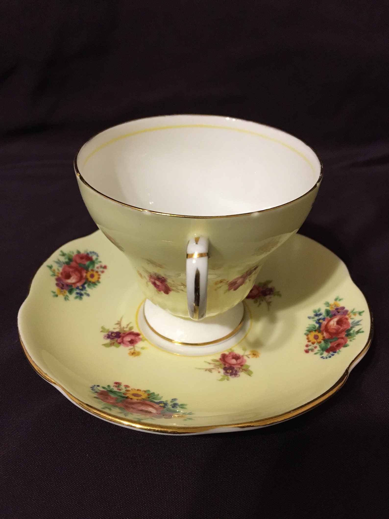 Foley Bone China Tea Cup and Saucer Vintage Foley China Stamped EB 1850
