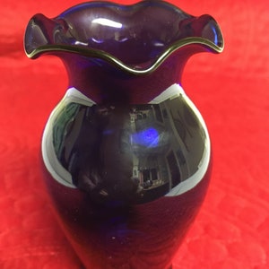 Vintage Cobalt Blue Vase Cobalt Blue Crinkled Opening Vase