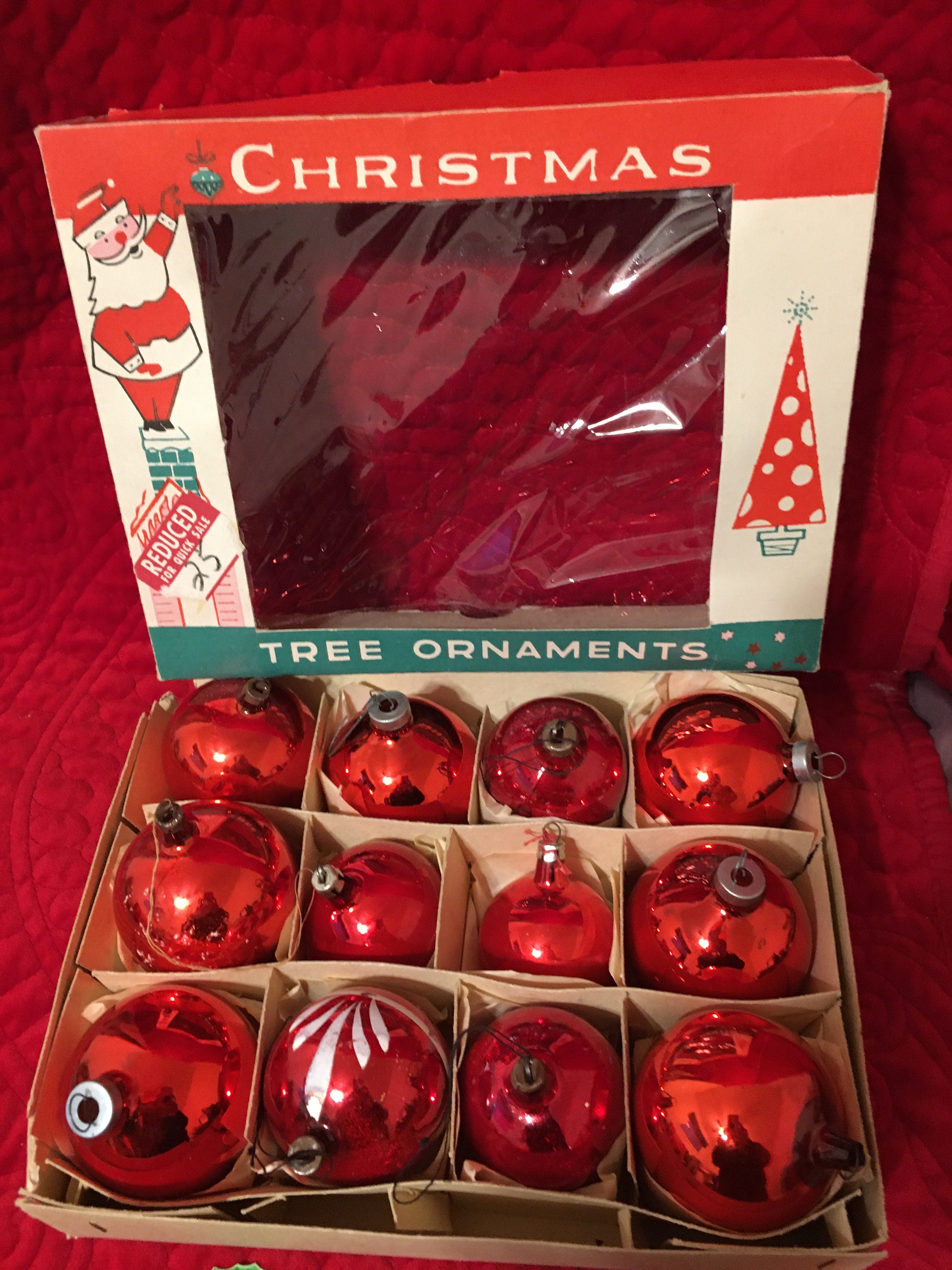 Vintage Red Christmas Red Glass Balls Ornaments Etsy
