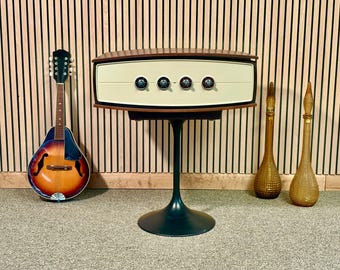 Fully Serviced 1964 Columbia 360 Solid State Stereo Record Player with Tulip Stand