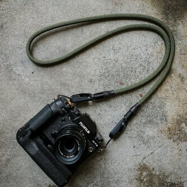 Olive drab Camera neck strap with quick release attachments