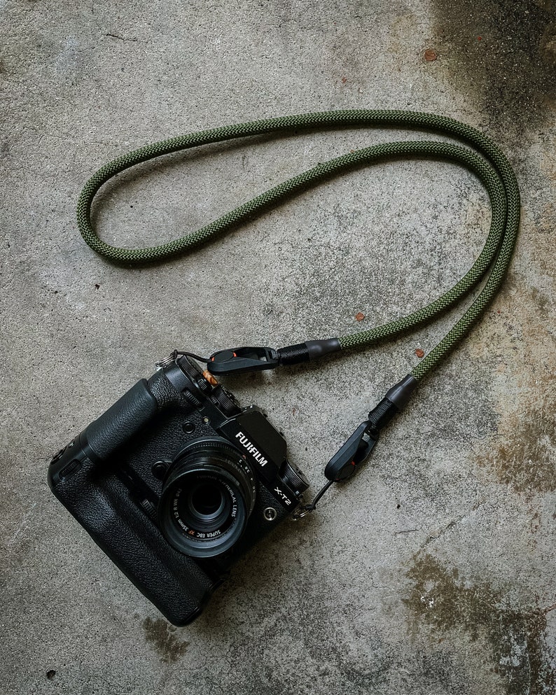 Olive drab Camera neck strap with quick release attachments image 1