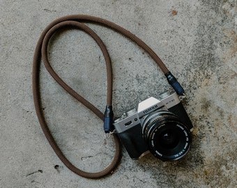 Brown Camera neck strap for fujifilm, canon, leica, nikon sony, film cameras.