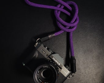 Purple Camera neck strap for fujifilm, canon, leica, sony, film cameras.