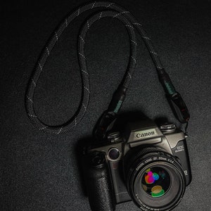 Black reflective Camera neck strap with quick release attachments