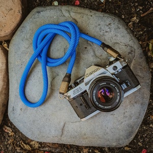 Blue rope Camera neck strap for fujifilm, canon, leica, sony, film cameras.