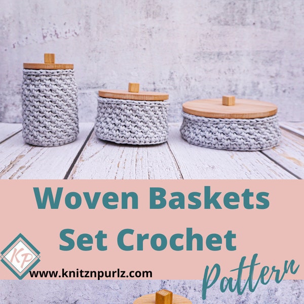 Crochet basket pattern in PDF with crochet instructions for crochet beginner. 3 sizes Crochet bowl pattern, easy DIY  for nesting baskets.