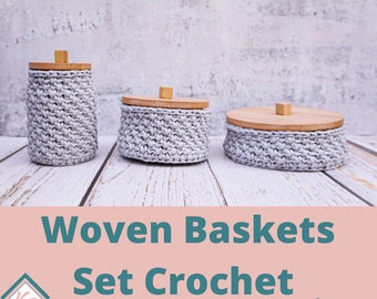 Crochet basket pattern in PDF with crochet instructions for crochet beginner. 3 sizes Crochet bowl pattern, easy DIY  for nesting baskets.