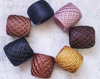 Leather looking Yarn, Fabric Yarn, T-shirt Yarn for bag and basket crochet and knitting, Yarn for Bags