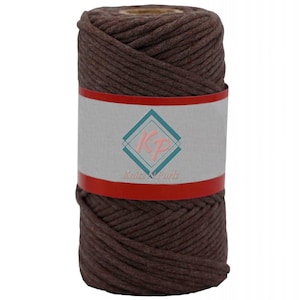 3 mm Macrame Cotton Cord for Macrame Wall Hanger, Macrame Yarn for Macrame string twisted cotton rope, Brown Crochet Cord