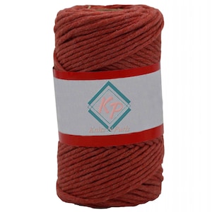 3 mm Macrame Cotton Cord for Macrame Wall Hanger, Macrame Yarn for Macrame string twisted cotton rope, Burnt Orange Crochet Cord