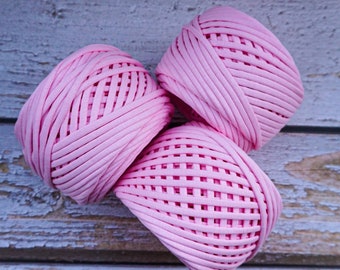 T-shirt Yarn, Fabric Yarn, Spaghetti Yarn, T-shirt Yarn, Recycled Yarn, Ribbon Yarn, Basket Yarn, Textile Yarn, Yarn for Bags, Pink 77