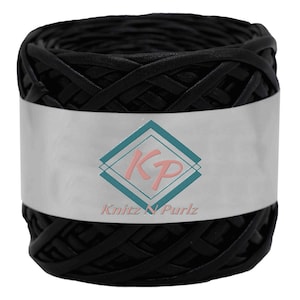 Metallic Tshirt Yarn, Fabric Yarn, Spaghetti Yarn, T-shirt Yarn, Basket Yarn, Textile Yarn, Yarn for Bags, Black Metallic Tshirt Yarn
