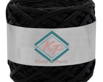 Metallic Tshirt Yarn, Fabric Yarn, Spaghetti Yarn, T-shirt Yarn, Basket Yarn, Textile Yarn, Yarn for Bags, Black Metallic Tshirt Yarn