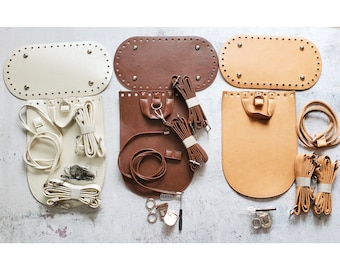 Leather Base and cover for Crochet Bag Making, Purse and backpack Crochet Base with Holes, Knitting Leather Bag Accessory