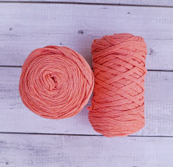 T-shirt yarn for crocheting baskets, bags, rugs and home decor