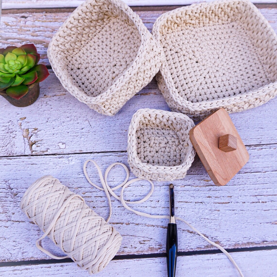 Crochet Square Basket Pattern With Crochet Instructions for Etsy