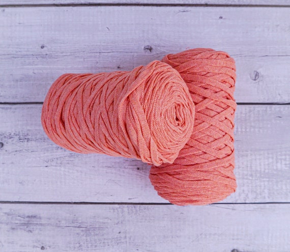 Tape Yarn, Textile Chunky Yarn for Crochet Bag, Rug and Basket. Jersey  Yarn, Ribbon Tshirt Yarn for Crochet Knitting Home Decor Iced Apricot 