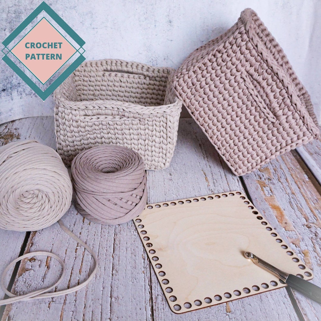 Crochet Square Basket Pattern in PDF With Crochet Instructions. Square Crochet Basket Pattern