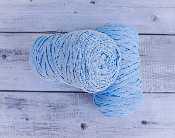 Tape Yarn, Textile Chunky Yarn for Crochet Bag, Rug and Basket. Jersey  Yarn, Ribbon Tshirt Yarn for Crochet Knitting Home Decor Powder Blue 