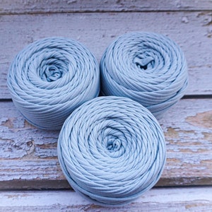 Tshirt Yarn, Fabric Yarn, Spaghetti Yarn, T-shirt Yarn, Recycled Yarn, Ribbon Yarn, Basket Yarn, Textile Yarn, Yarn for Bags, Silver blue 9 image 5