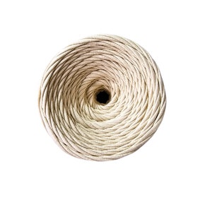 Textile yarn for basket, Spaghetti yarn, Bag Yarn, Crochet Jersey Yarn, Tshirt Yarn, Recycled Yarn Ribbon Yarn, Bulky Yarn, Latte image 5