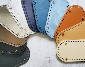 Leather Bottom for Crochet Bag Making, Purse Crochet Base with Holes, Knitting Leather Bag Accessory